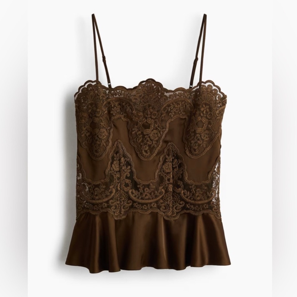H&M Brown Lace Trim Inset Set - Picture 2 of 6